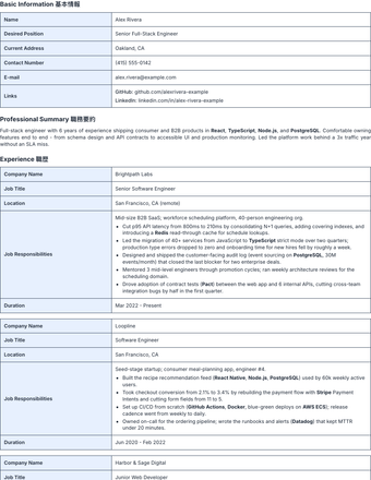 B-JET Professional resume template rendered with sample content