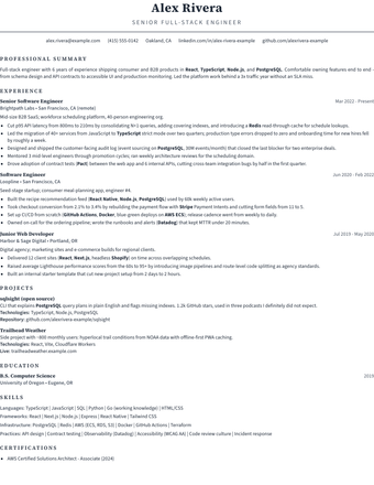 Executive Classic resume template rendered with sample content