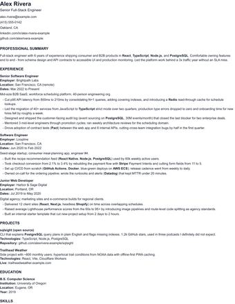 Federal Detailed resume template rendered with sample content
